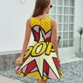 thumbnail image 6 of POP Comic Book Pop Art Cool Retro Trendy Sleeveless Dress Women Summer Evening Dresses Ladies Sundress, 6 of 7