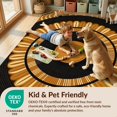 thumbnail image 4 of Design&I 8'x10' Washable Area Rug Sleek Flatweave Pet Friendly Wet Retro Vinyl Disc Cd Motif Featuring Radial Tapete Redondo for King Size Bedroom, Under Bed, 4 of 7