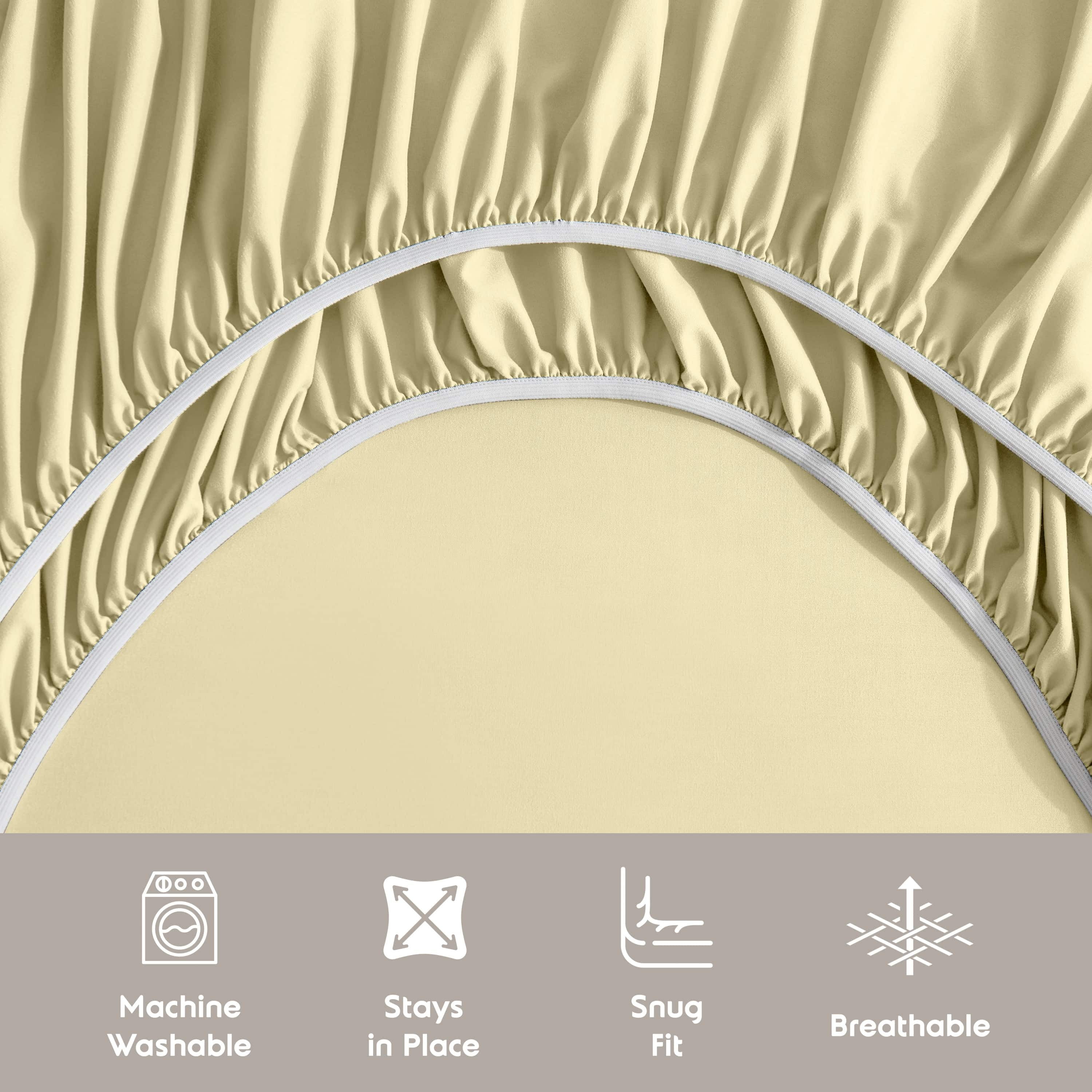 Lammaloe Full Size Sheets Set, Hotel Style Deep Pocket 4 Piece Bed Sheets, Luxury Soft Microfiber Sheet Sets, Ivory
