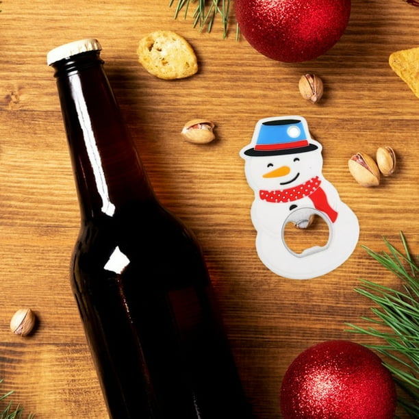 Abridor de Botellas de Cerveza con Decoración Navideña, Diseño de Dibujos Animados, de Acero Inoxidable, para El Hogar, Pegatinas Magnéticas para Refrigerador.