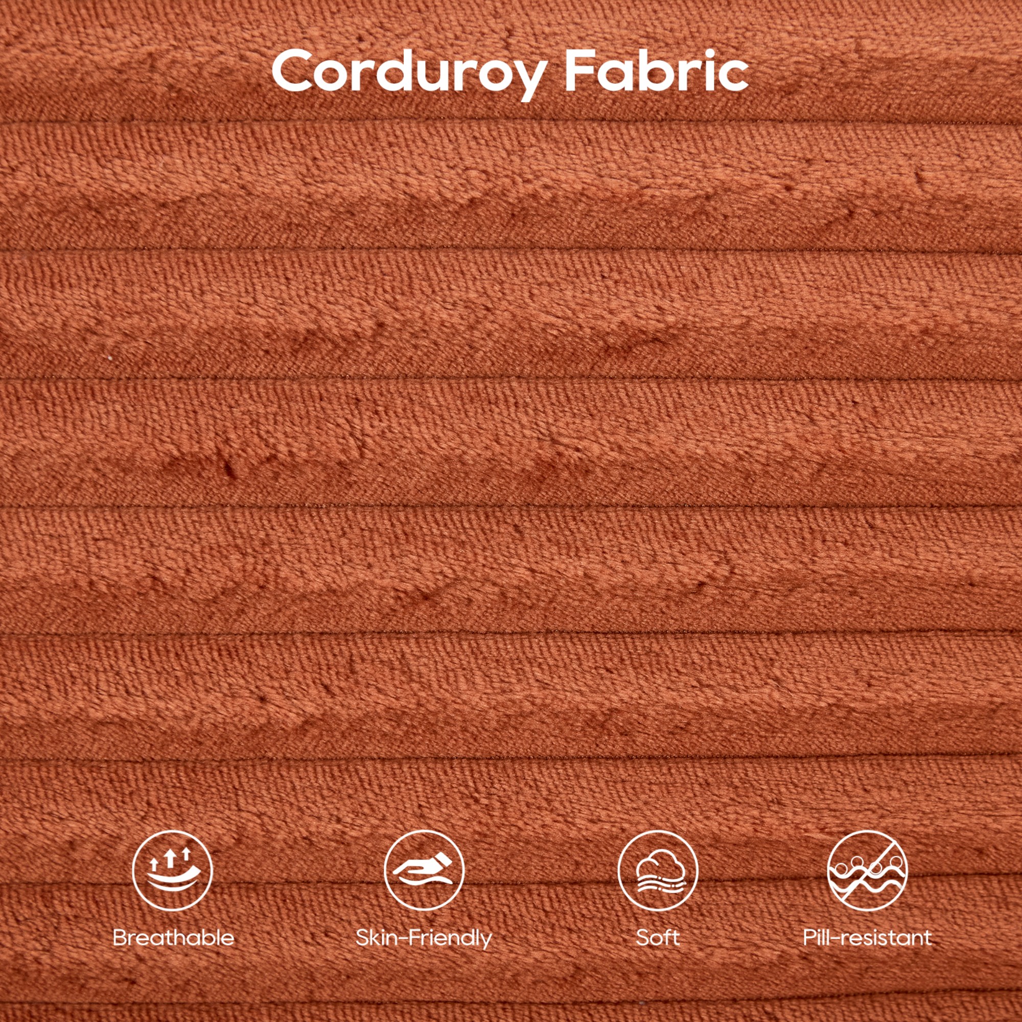 Convertible Sofa Bed,Compression Sofa,Corduroy Fabric Loveseat Sofa Floor Sofa Bed for Small Spaces, Apartments,No Assembly,Orange