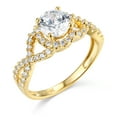 thumbnail image 2 of Wellingsale Ladies Solid 14k Yellow Gold Polished CZ Cubic Zirconia Round Cut Halo Engagement Ring with Side Stones - Size 4, 2 of 6
