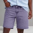 thumbnail image 3 of Chiccall Mens Jean Shorts Casual Vintage Breathable Summer Stretch Denim Shorts with Pockets Purple 3XL, 3 of 6