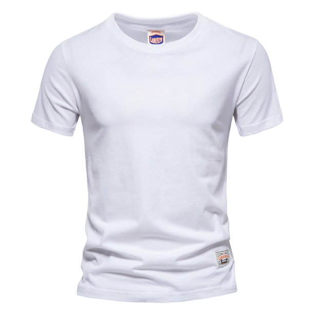 Camiseta de manga corta de algodón 100% AIOPESON para hombre, camisetas informales de verano sólidas para hombre, camisetas de calidad para hombre, camisetas básicas, ropa AIOPESON Camiseta de manga corta de algodón