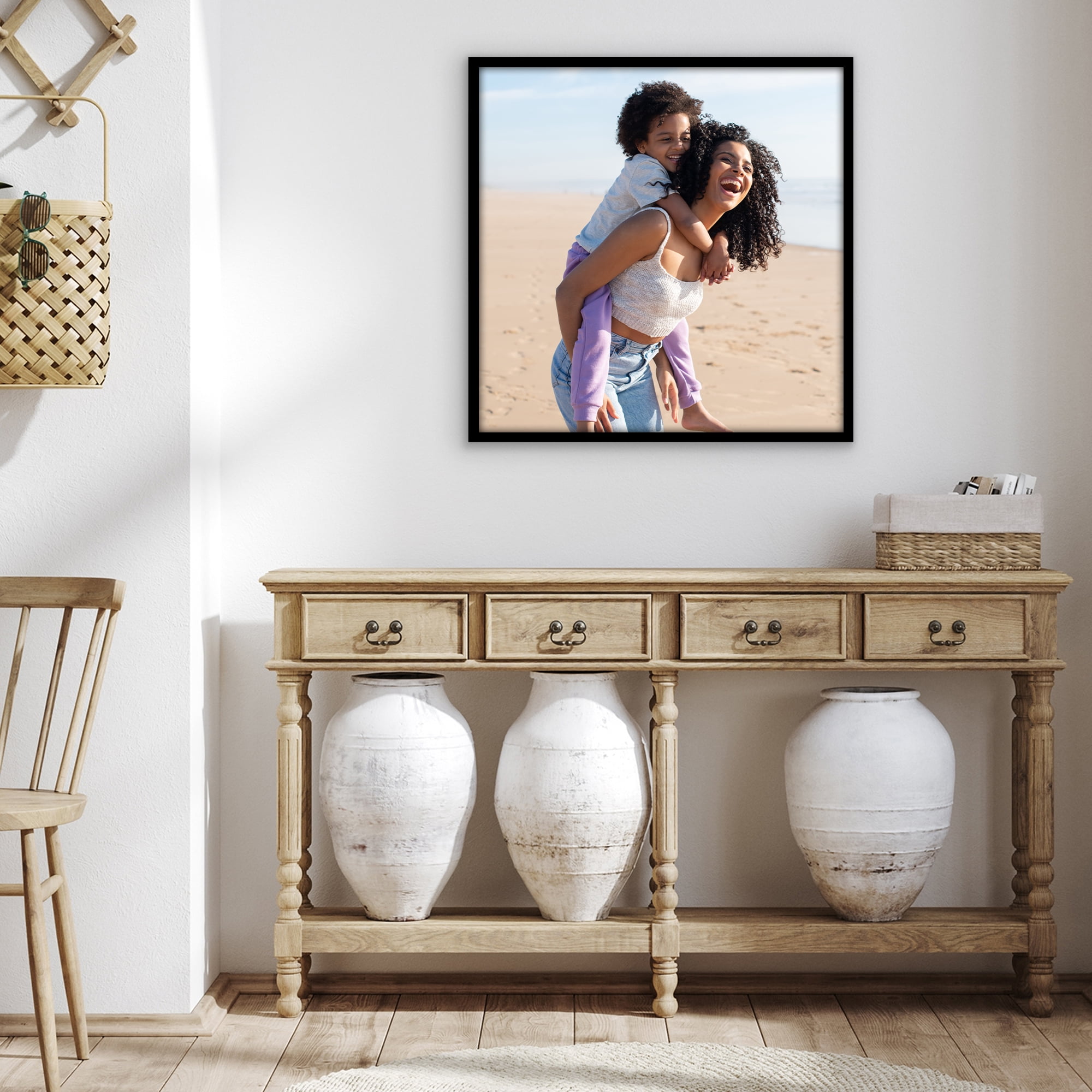 Americanflat 24x24 Picture Frame with Polished Plexiglass Streamline Collection Thin Border Square - Black