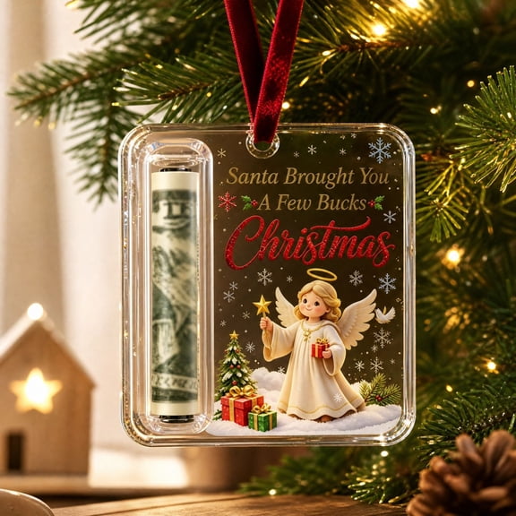 PLPPYFS Christmas Cash Gift Ornament, Acrylic Christmas Money Holder for Cash, Funny Holiday Xmas Tree Hanging Ornaments Decor, Unique Money Gift for Christmas Tree Ornaments