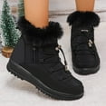thumbnail image 5 of Busydd Snow Boots for Women Warm Fuzzy Zipper Womens Winter Boots Comfy Round Toe Wedge Boots for Women 8.5, 5 of 9