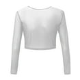 thumbnail image 5 of Outfmvch Crop Tops for Women Sheer Mesh Long Sleeve Crop Tee Womens Tops Crop Tops White, 5 of 8