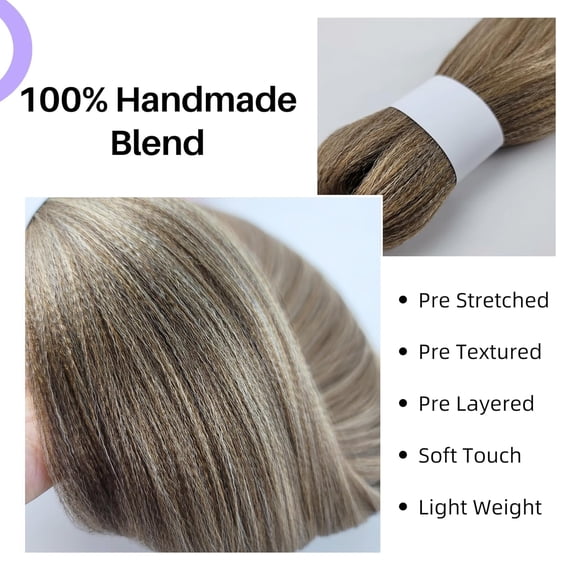 WEIF-Ash Brown Braiding Hair Pre Stretched Knotless Braiding Hair 30 Inch Colored Synthetic Brown Hair for Braiding