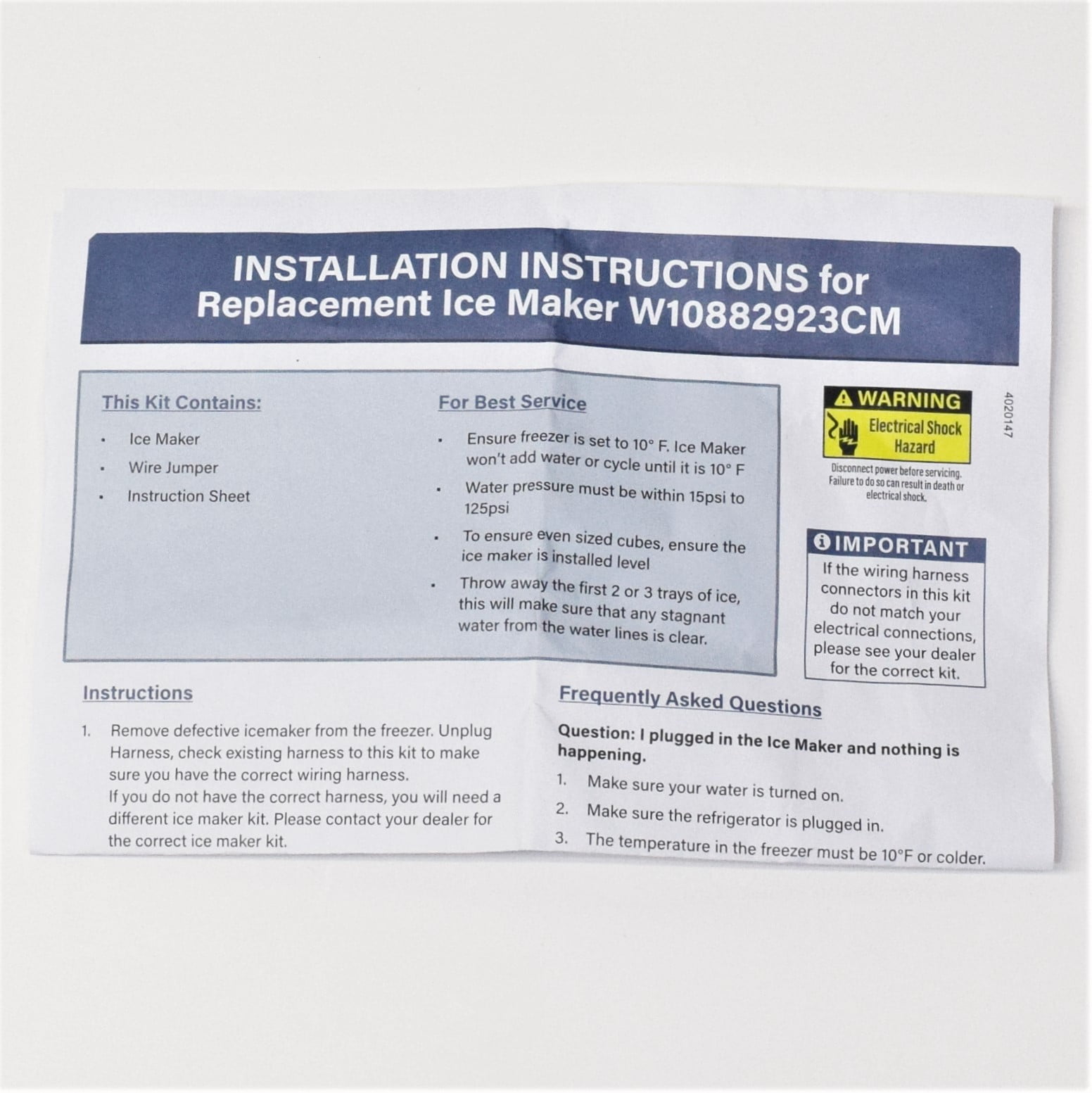 Ice Maker fits Whirlpool, AP6037857, PS11769140, W10882923