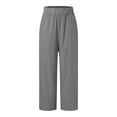 thumbnail image 4 of Huowey Women'S Capris Pants Casual Summer Solid Color Classic Wide Leg Breathable Comfortable Loose Trousers With Pockets Quickly Dry Baggy Trousers Stylish Joggers,Grey,M, 4 of 5