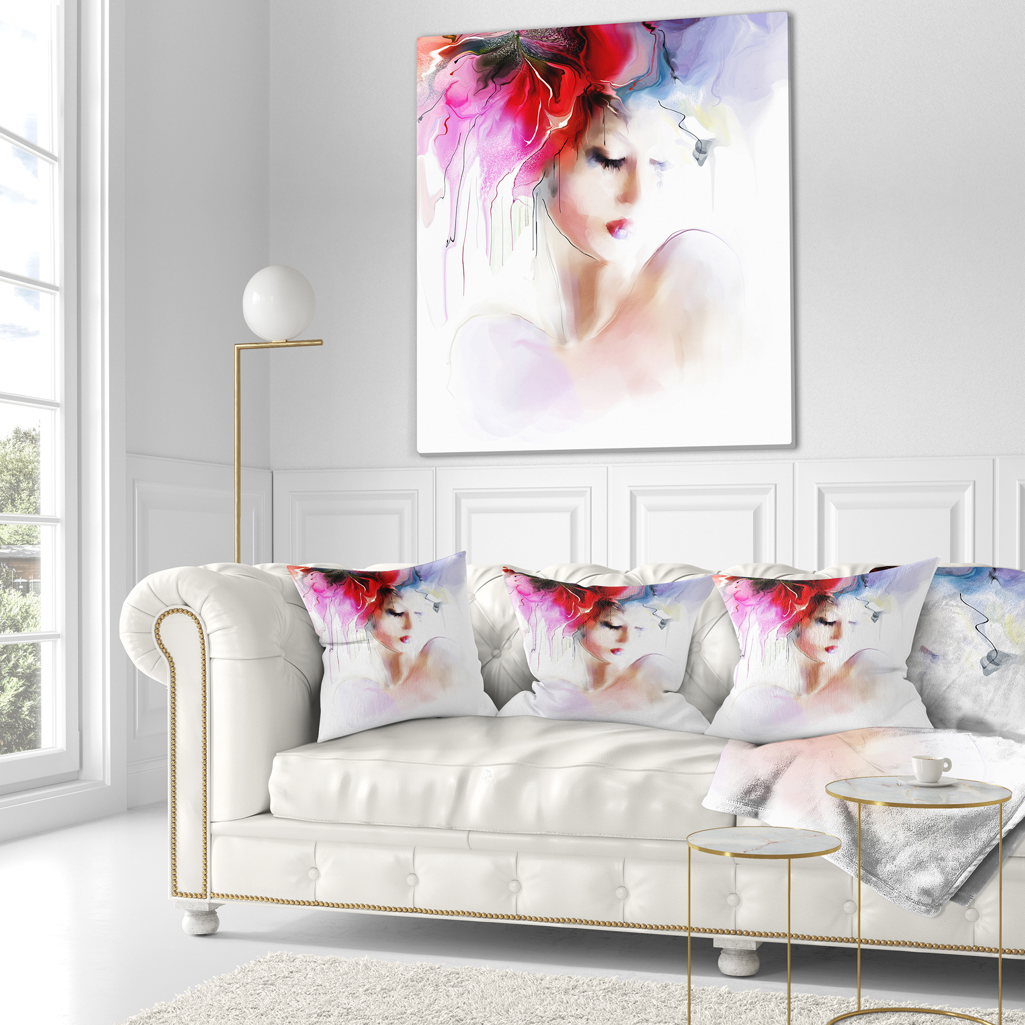 Designart Fashion Woman Illustration - Abstract Throw Pillow - 16x16