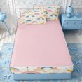 thumbnail image 4 of Erosebridal Nursery Cartoon Rainbow Zipper Full Size Comforter Sets with Fitted Sheet and 2 Pillowcases,Cute Moon Star Heart Zipper Bedding Set,Pink Blue Yellow,4pcs,Pink Reversible, 4 of 6