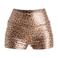 thumbnail image 5 of Women's High Waisted Baggy Shorts Pants Leggings Tight Belly Imitation Leather Leopard Print Casual Summer Jean Shorts S-M, 5 of 8