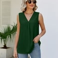 thumbnail image 3 of Lu's Chic Women's Soft Tank Top Sleeveless V Neck Fall Chiffon Travel Slimming Ruched Fashion Loose Tunics Green Medium, 3 of 4