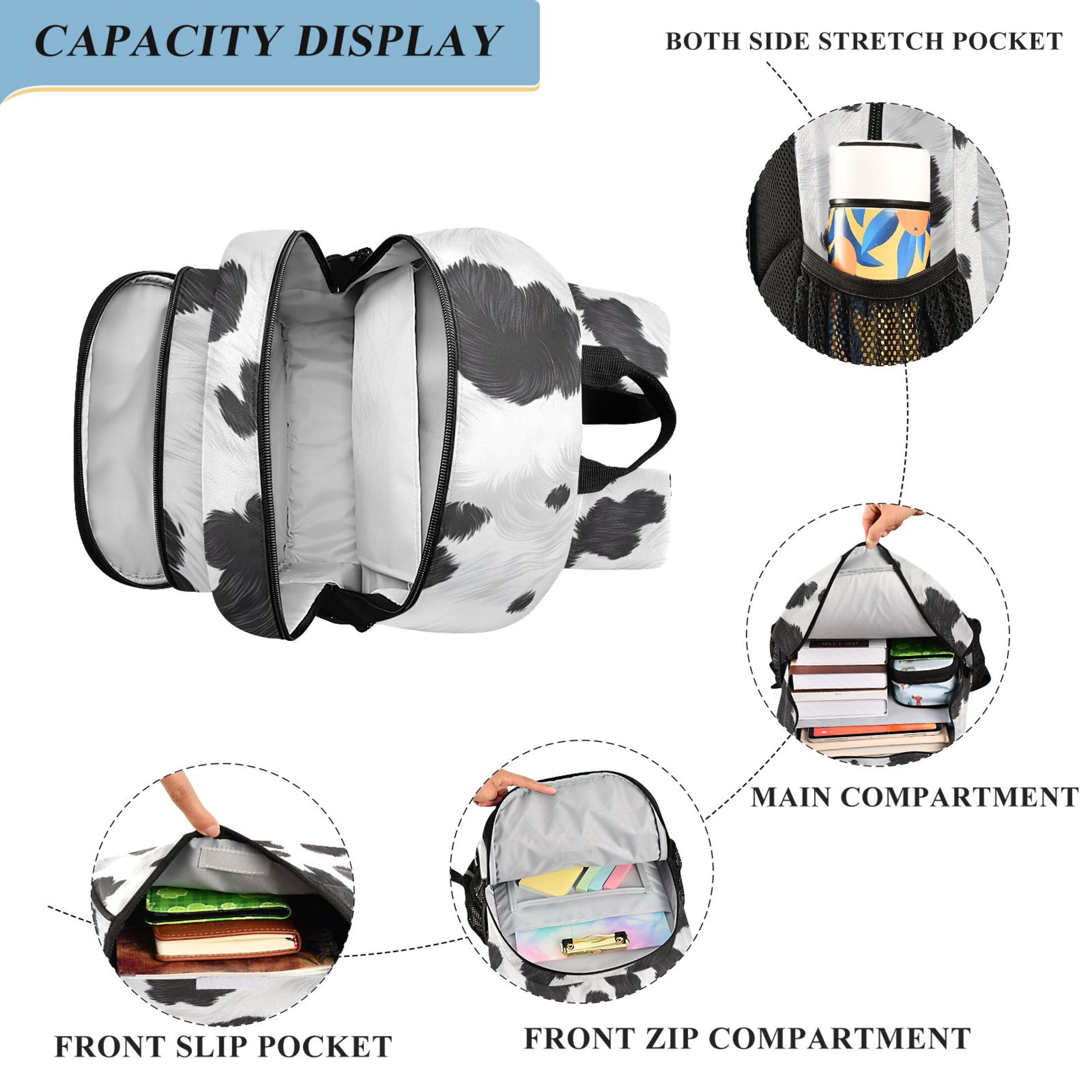 ALAZA Cow Print Laptop Backpack Purse Travel Bag Casual School Bookbag Rucksack for Women Men