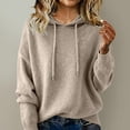 thumbnail image 3 of qucoqpe Womens Sweaters Casual Long Sleeve Knitted Hooded Pullover Top Drawstring Hoodies for Women, 3 of 6