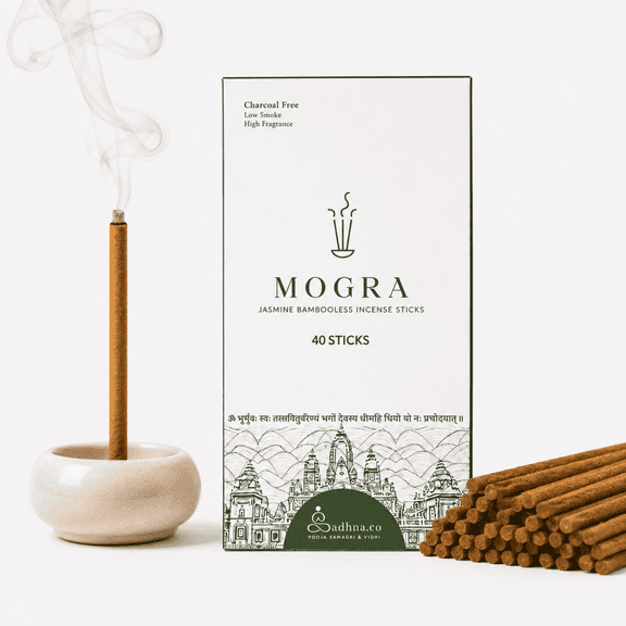 Sadhna.co Mogra Jasmine Bambooless Incense Sticks, Clean-Burning Natural Agarbatti, Pack of 40