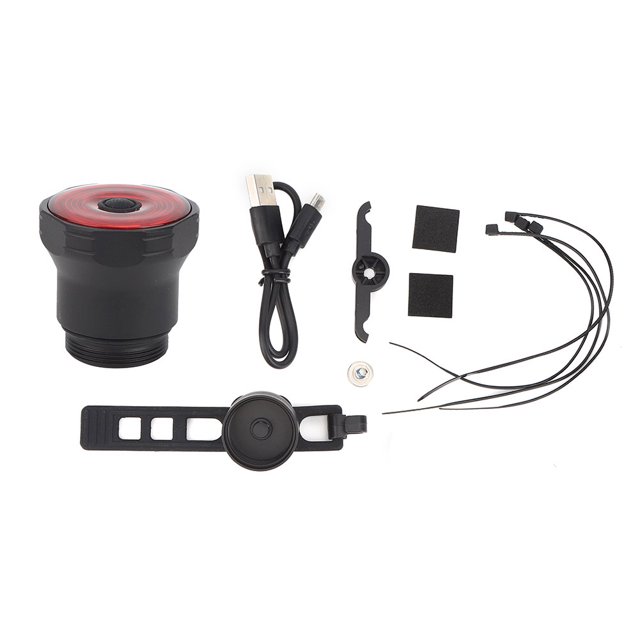 Carcasa de aleación de aluminio negra IPX6 Luz trasera de freno inteligente para bicicleta a prueba de agua Luz trasera de advertencia de carga USB para bicicleta Accesorio de ciclismoLuz trasera