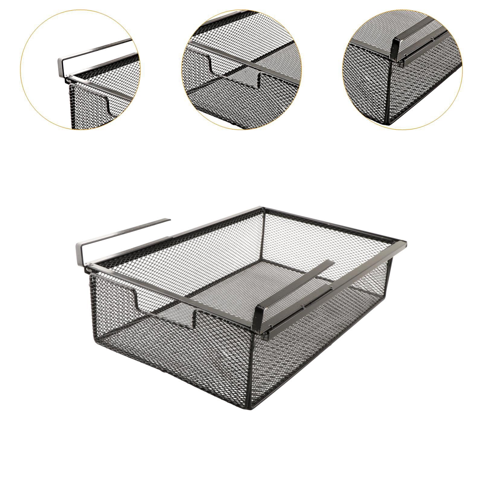 Baoblaze Under Desk Organizer Hanging Storage Shelf Pullout for Kitchen Office Pantry Black