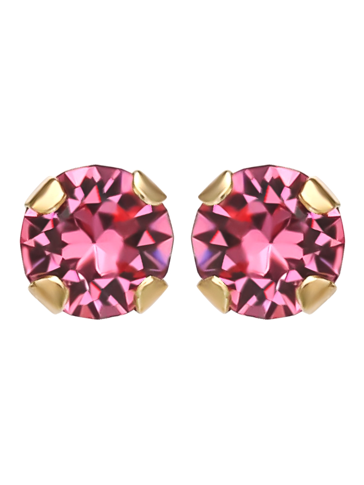 Brilliance Fine Women's Girl’s 14K Yellow Gold October Crystal Stud Earrings