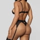 thumbnail image 3 of Conjunto de ropa interior de encaje floral de 3 piezas para mujer, sujetador sexy, bragas, liguero, negro, S Inevent XX000052-02, 3 of 7