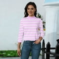 thumbnail image 7 of Mock Neck Tops for Women Loose Fitting 3/4 Sleeve Shirt Cozy Casual Fitted Basic Tees Lightweight Comfy Pullover Pink XL, 7 of 7