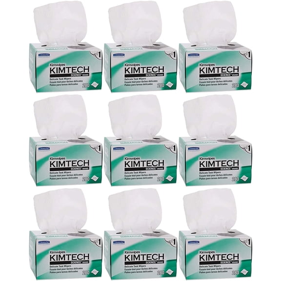 Kimberly-Clark Professional QLZSTWUH Kimtech Science KimWipes Delicate Task Wipers, 4.4 x 8.4 in. 1-ply, 9 Box of 280