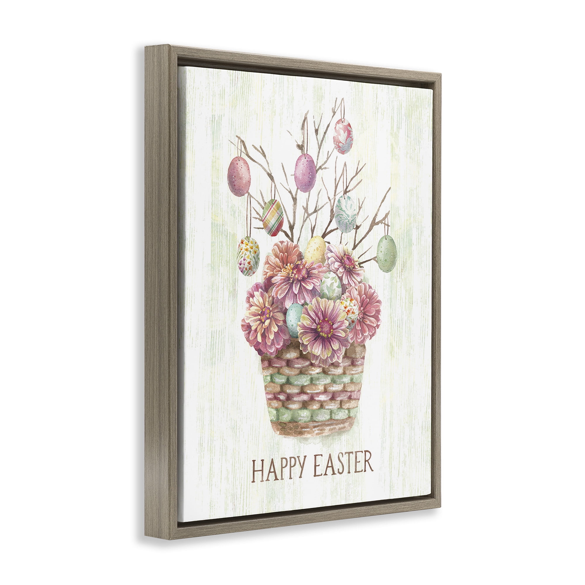 Happy Easter Bouquet Brown Floating Frame Canvas Art, 25 x 31, By Courtney Morgenstern