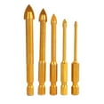 thumbnail image 5 of Ceramic & Glass Drill Bit Set, 5PCS, 1/4" Hex Shank, Titanium Coated for Power Tools, 5 of 8