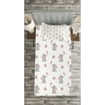 thumbnail image 3 of Ambesonne Animal Cartoon Quilted Bedspread Set 2 Pcs, Butterfly, Twin Size, Pale Pink White Grey, 3 of 3