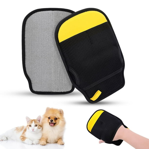 2 guantes de depilación para mascotas, guantes para quitar el pelo de perros y gatos con agujero para el pulgar para un mejor ajuste, herramienta reutilizable de depilación para mascotas
