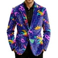 thumbnail image 2 of Mardi Gras Blazer for Men Corduroy Jacket Two Button Sport Coat Carnival Themed Pattern Suit Jackets for Dinner Prom Party, 2 of 5