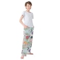 thumbnail image 4 of FORMRS Kids Pajama Pants with Pockets Size 6-8Y Boys Lounge Sleep Bottoms, Green Floral Cranes Pattern, 4 of 8