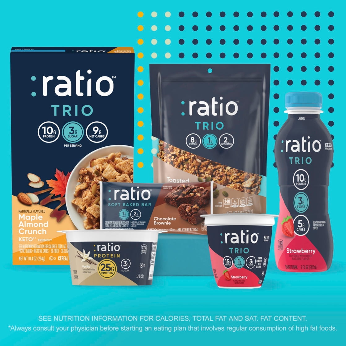 Ratio Soft Baked Bars, Chocolate Brownie, 1g Sugar, Keto Friendly, 5.34 oz (6 Bars)