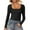 Black, variant on GigrtiJin U-Neck Tops for Womens Fashion Casual Long-Sleeved Solid Color Shirts Comfy Slim Fall Basic Blouses