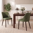 thumbnail image 4 of AFO PU Modern Dining Chairs with Wooden Legs, Upholstered Kitchen Side Chairs for Dining Room, Restaurant and Café, Set of 6, Green, 4 of 11