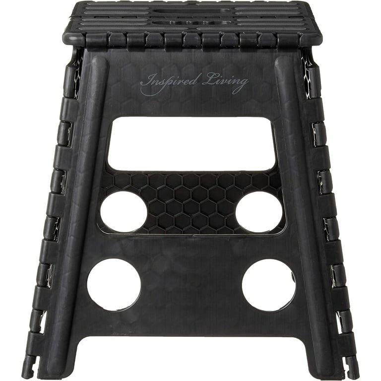 Inspired Living Folding Step Stool for Adults and Kids Plastic Step Stool Collapsible Stool 16 Black Walmart