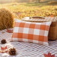 thumbnail image 2 of Checkered Throw Pillow Cover - Soft Linen Striped Decorative Cushion for Sofa & Living Room, Cozy Waist Support Pillowcase, Versatile Home Decor, Easy Care Orange A, 2 of 8