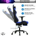 thumbnail image 4 of YRLLENSDAN Gaming Chair Office Chair Desk Chair Massage PU Leather Recliner Racing Chair with Headrest Armrest Footrest Rolling Swivel Task PC Ergonomic Computer Chair for Back Support, Blue, 4 of 7