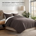 thumbnail image 5 of EverGrace 100% Cotton Quilt Queen Size, Pre-Washed Modern Grid Stitch Lightweight Bedspread Coverlet for All Season, Oversized 3-Piece Bedding Set with 2 Pillow Shams, Dark Brown, 5 of 8