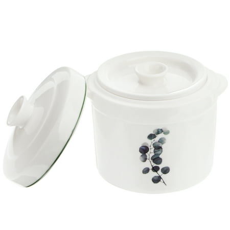 

1Pc Ceramic Stew Pot Double Handles and Covers Soup Bowl Double Handles Bowl