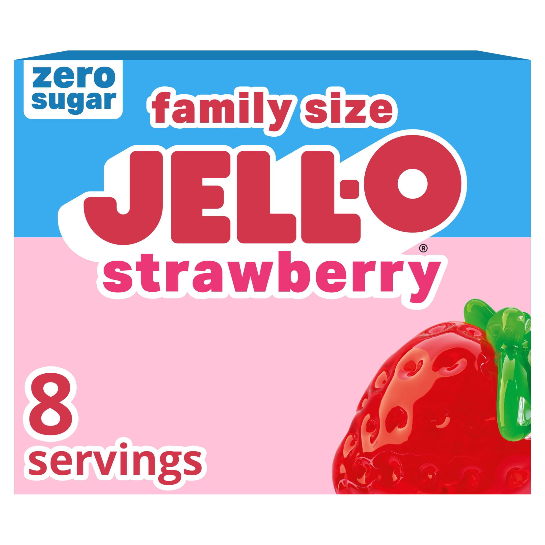Jell-O Zero Sugar Strawberry Gelatin Dessert Mix, Artificially