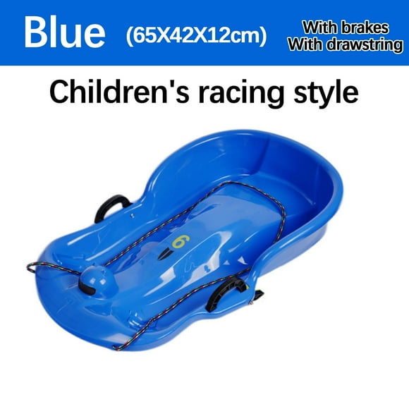 Snow Sled, Adults and Kids Plastic Toboggan Snow Sled for Up to 2 Riders with Pull Rope