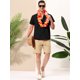 thumbnail image 3 of Lars Amadeus Camisas de lino para hombre, manga corta, con botones, bolsillo en el pecho, playa, yoga, camisa Negro M, 3 of 6