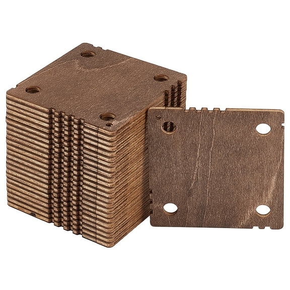 24pcs Wooden Blocking Boards Knitting & Crochet Tools Square Coconut Brown 46x46x2mm 1set