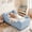 Cerulean, variant on FICISOG Lovely Toddler Beds, Low Montessori Floor Bed for Toddlers, Crib Size Kids Bed with Safety Guardrails and Wood Slats, Soft Boucle Toddler Bed for Girls Boys Children Aged 3-7 Years Old, Pink