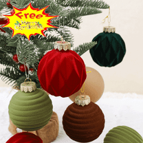 Fwttom 9Pcs 8cm/3.15" Velvet Christmas Balls Ornaments, Hanging Christmas Shatterproof Ball - Christmas Decorations for Xmas Tree, Holiday, Wedding, Party (Free Pendant)