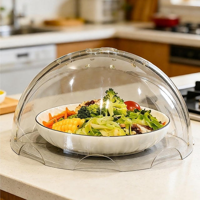 Tapa para microondas, para uso doméstico, protectora contra salpicaduras de alimentos, transparente para cocinar con ventilación de