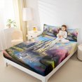 thumbnail image 4 of Feelyou Vintage Princess Castle Queen Sheet Sets, Dreamy Fairy Tale Flat Sheet, Teens Kids Girls Women Queen Fitted Sheet, Luxury Bedroom Decor, 4pcs, 4 of 7